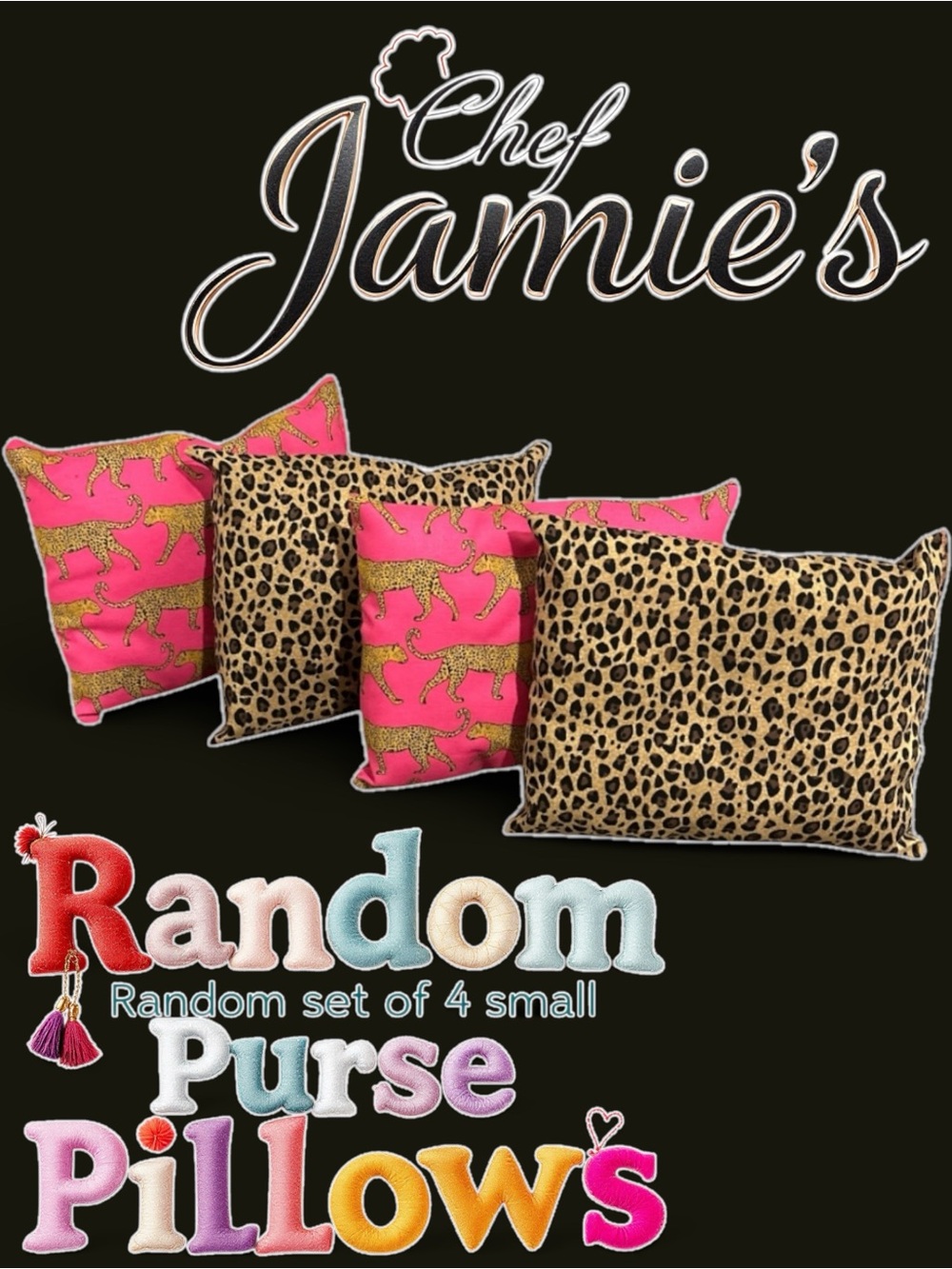 Chef Jamie's Random Chef Choice Set of 4  Purse Pillows